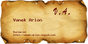 Vanek Arion névjegykártya
